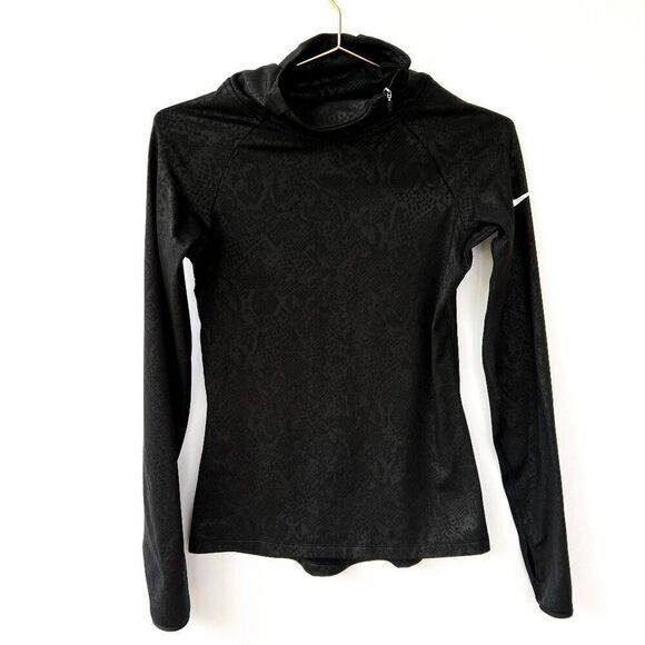 Nike Pro Dri-fit Black Snakeskin Long Sleeve Fitted Shirt Small - Picture 1 of 8